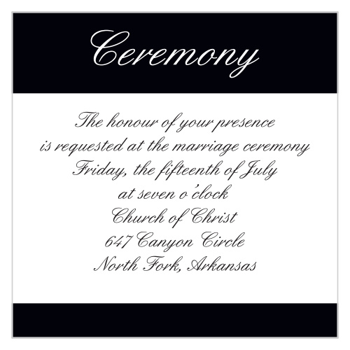One size fits all ceremony card.