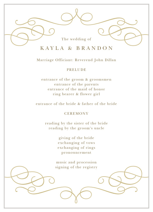 Our Trendy Swirls Wedding Programs are the perfect, classy design to keep your guests informed of the events of the day!