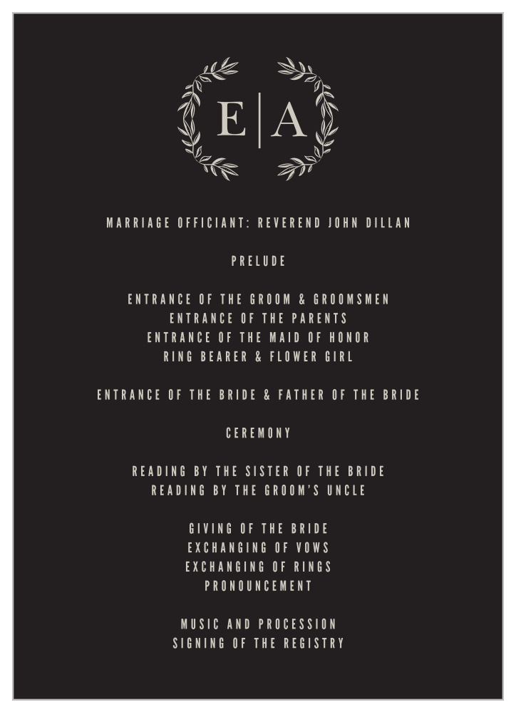 MaeMae's Eden Wedding Programs