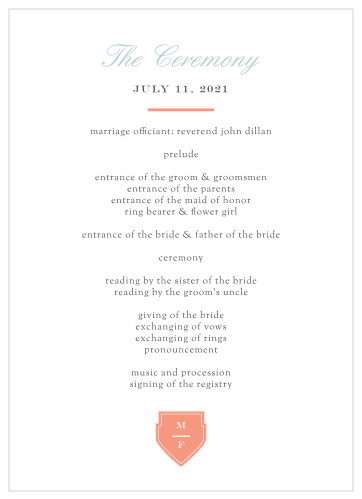 Our MaeMae's Margot Wedding Programs are a perfectly delightful way to make your wedding a memorable experience. 