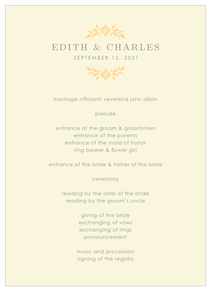 MaeMae's Charles Wedding Programs