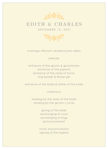 Our MaeMae's Charles Wedding Programs are a perfectly charming way to make your wedding a memorable experience. 