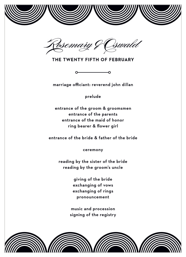 MaeMae's Oswald Wedding Programs