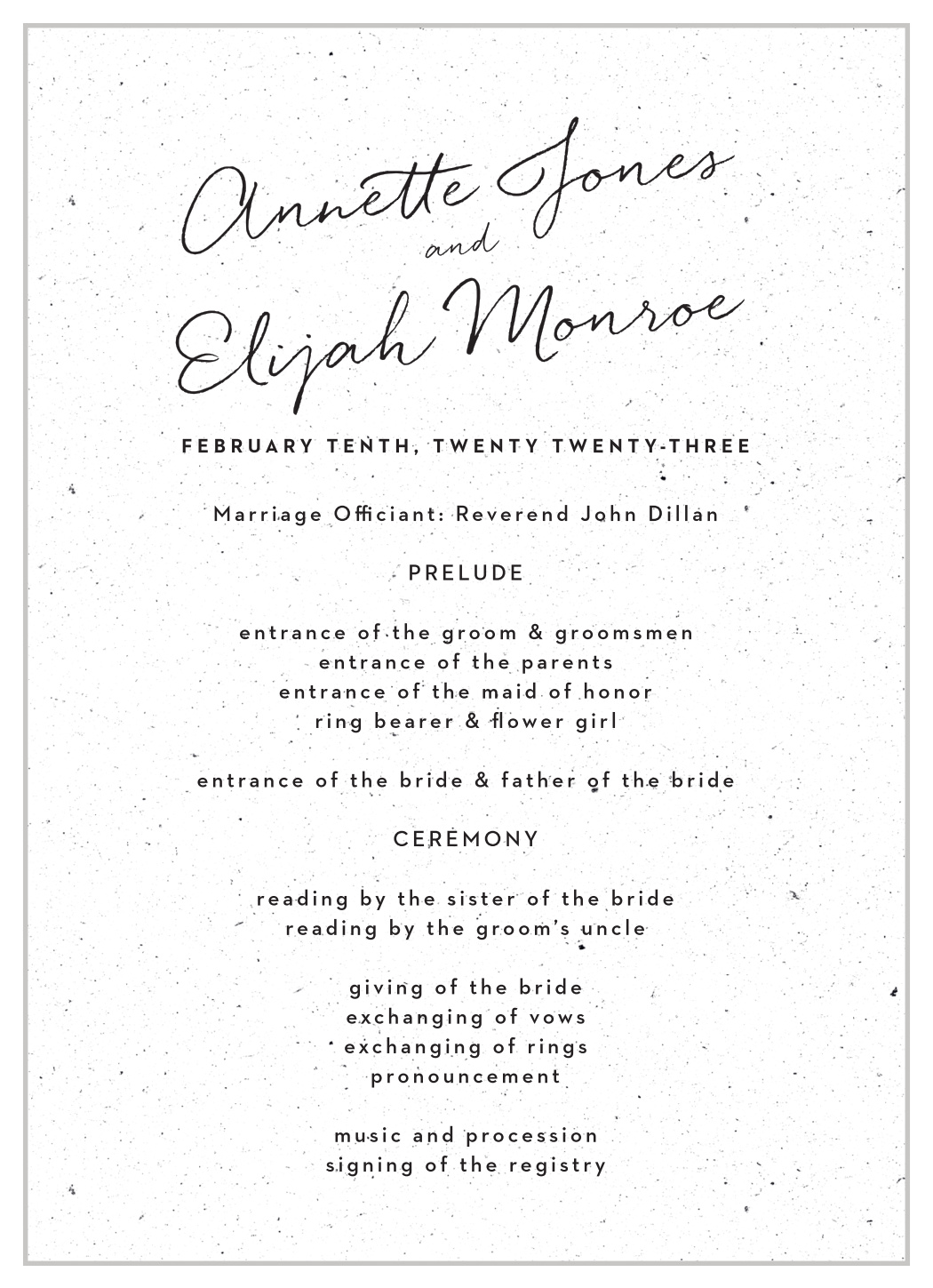 Darling Couple Wedding Programs