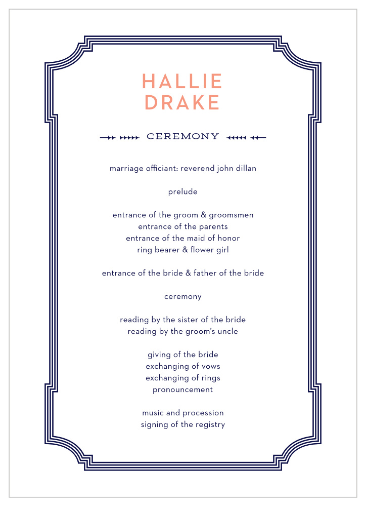 MaeMae's Drake Wedding Programs
