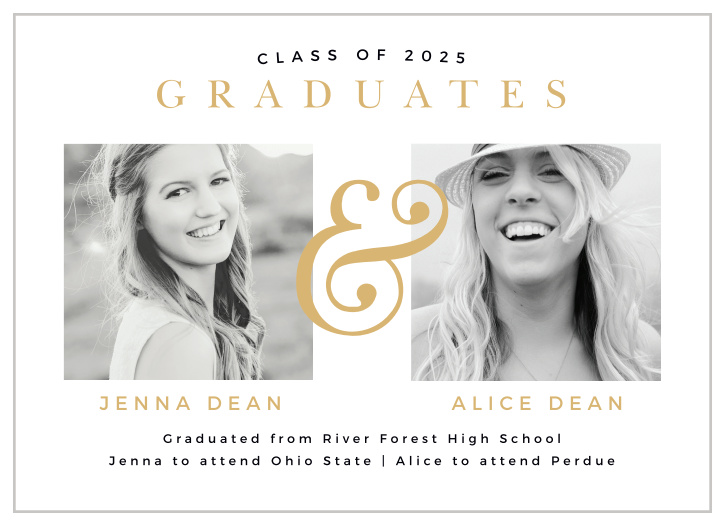 Two Twins Graduation Announcements is the perfect way to broadcast you and your twin's big achievement to your family and friends.