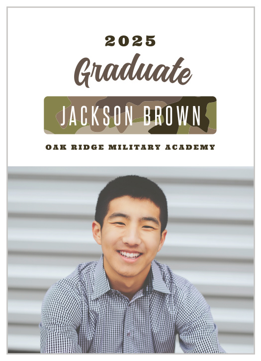 Broadcast your amazing achievement with family and friends with our Camouflage Party Graduation Announcements.