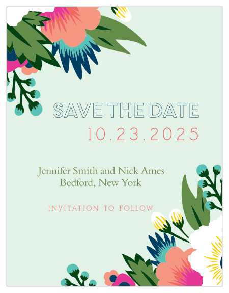 The Tropical Flower Save the Date magnet has a very modern floral design that is fully customizable.