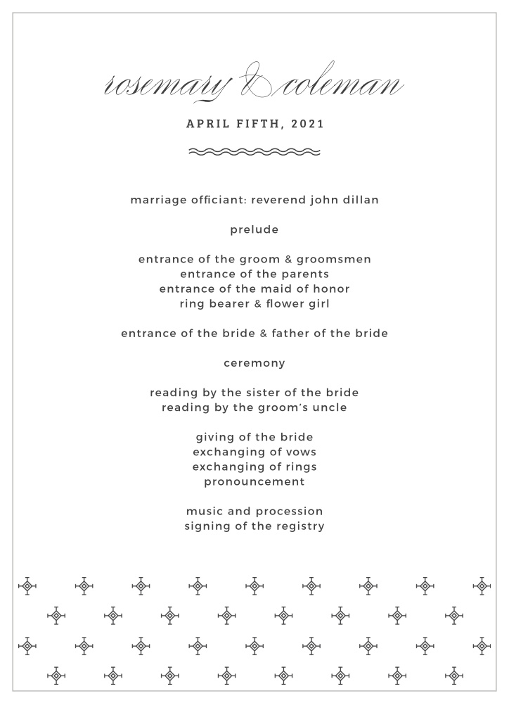 MaeMae's Bruno Wedding Programs