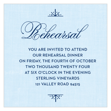 Our MaeMae's Jack Rehearsal Cards are a perfect way to let your most important guests know about your rehearsal.