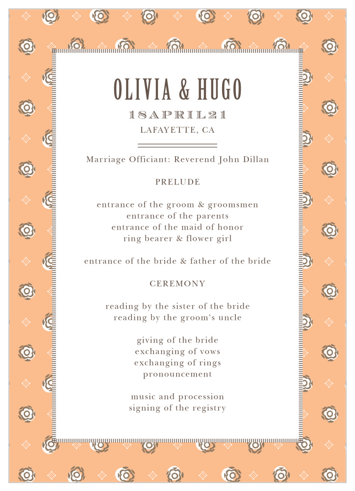 MaeMae's Hugo Wedding Programs