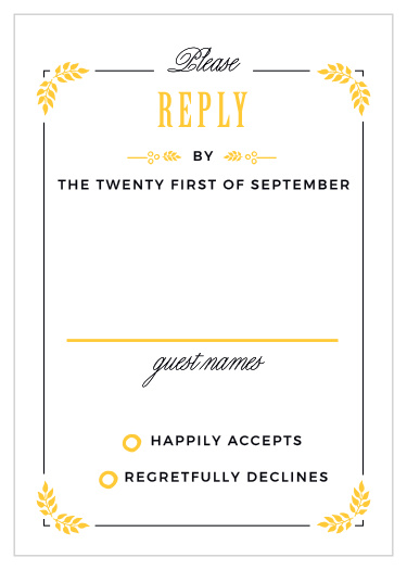 Get a headcount for your wedding by sending out MaeMae's Quimby Response Cards!