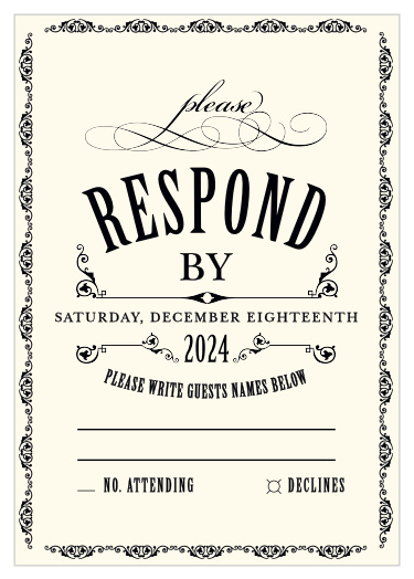 Our MaeMae's Ronnie Response Cards are a perfectly distinguished way for you and your potential guests to communicate.
