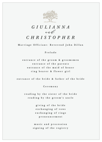 Make a sophisticated impression with our Majestic Tree Wedding Programs. 