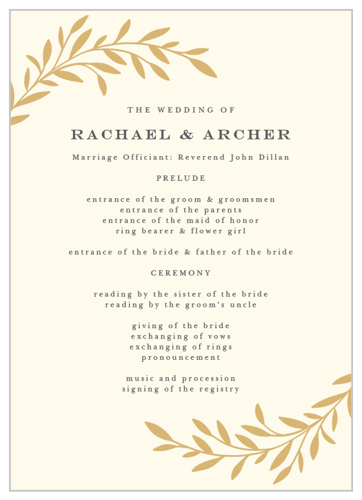 Our Tree Branch Silhouette Wedding Programs ensure family and friends stay up-to-date throughout your ceremony.
