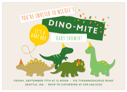 Celebrate like you haven't for in years with our Dinosaur Bash Baby Shower Invitations. 