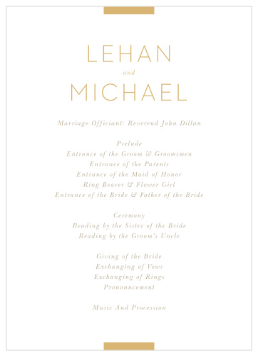 Keep your family and friends informed on what's going on during your wedding with our Simply Stated Wedding Programs. 