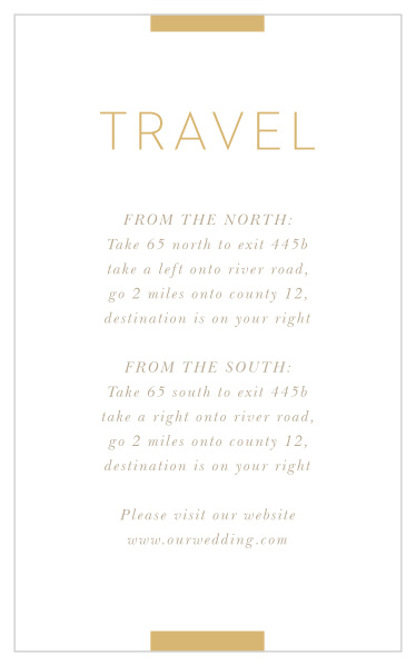 Guide your family and friends every step of the way to your wedding venue with our Simply Stated Wedding Direction Cards.