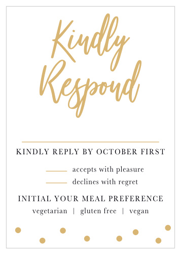 Resplendent, gold foil confetti dances at the bottom of our Golden Excitement Response Cards.