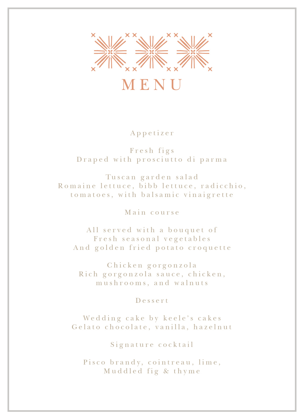 Pattern Play Wedding Wedding Menus