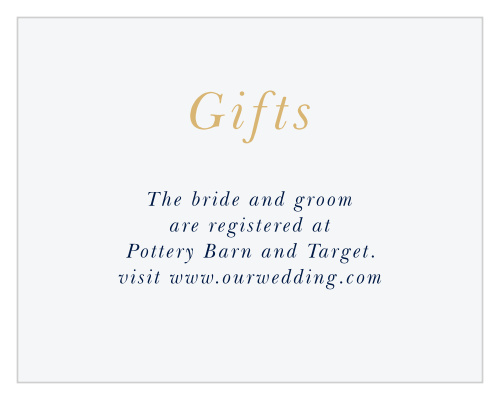 Our Strong Steel Registry Cards are a perfectly elegant way to help your loved ones know how to support you. 