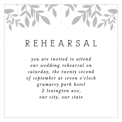 Be sure to invite your friends and loved ones to your pre-wedding celebration by sending them our Whimsical Love Birds Rehearsal Cards!