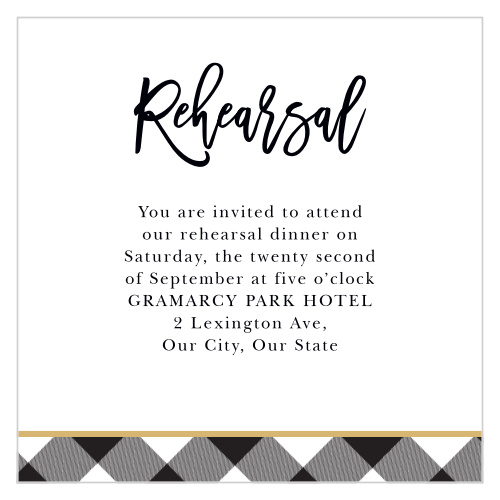 Our Warm Woods Rehearsal Cards are a perfectly playful way to let your most important guests know about your rehearsal.