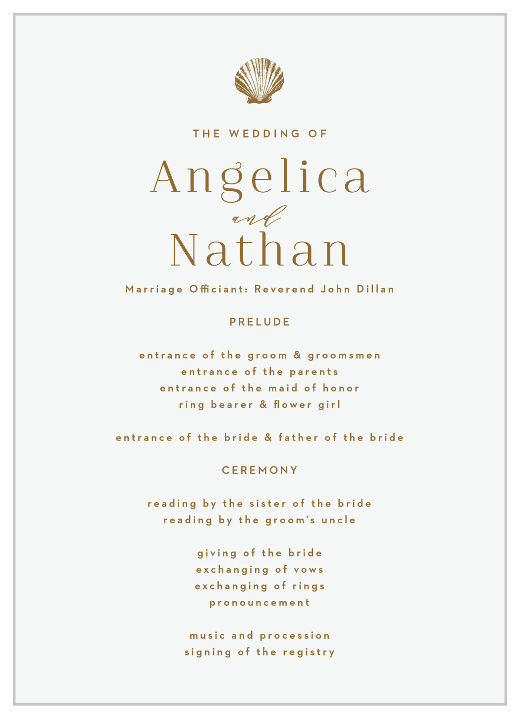 Tiny Seashell Wedding Programs