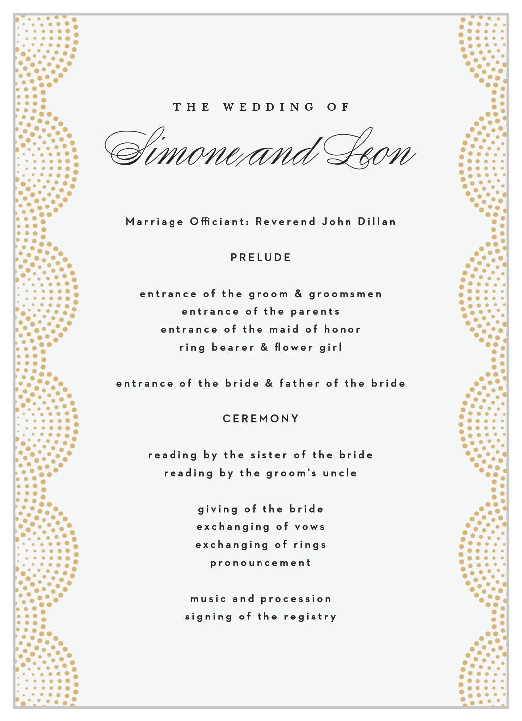 Dotted Devotion Wedding Programs
