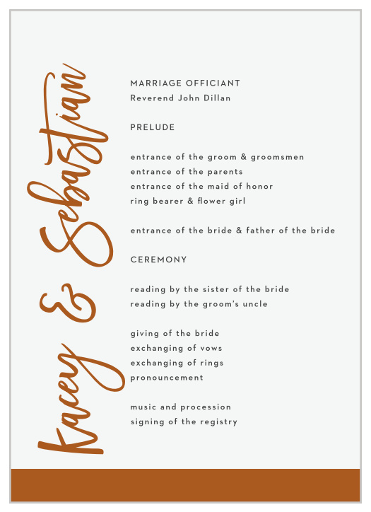 Walk family and friends through every step of your ceremony with our Tea Photo Collage Wedding Programs.