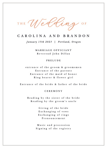 Keep family and friends up-to-date throughout your ceremony with our Fading Photo Wedding Programs.