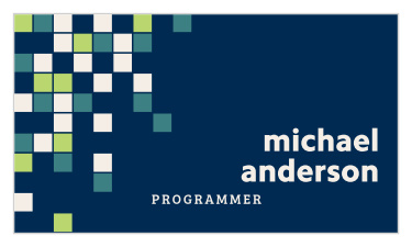 Watch everything fall into place when you introduce yourself with the falling blocks style of our Coding Programmer Business Cards.