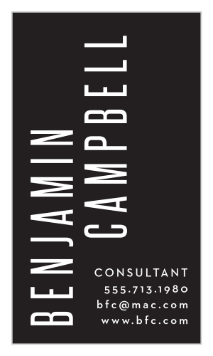 Offering the peak of modern minimalism in design, our Vertical Type Business Cards provide the contact details that your clients need without overwhelming them with information.