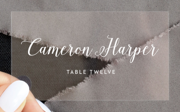 Big Script Clear Place Cards