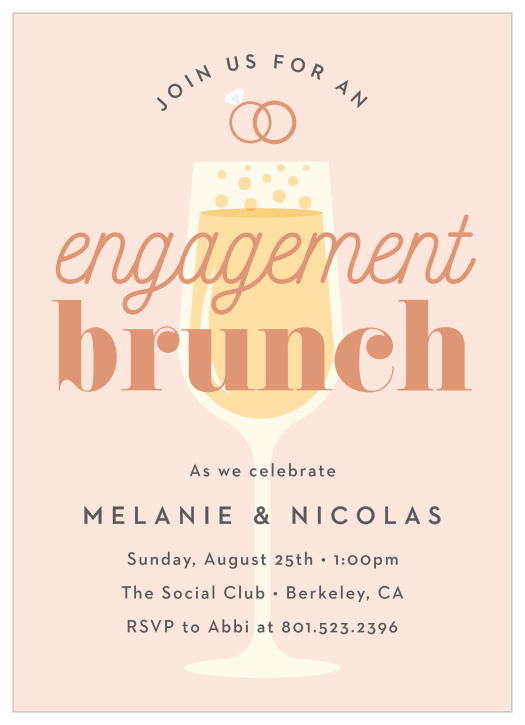 Bring your favorite people together to celebrate with the Bubbly Brunch Engagement Party Invitations!