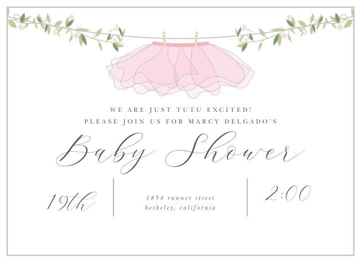 Invite your friends and family to dance in excitement with our Tutu Excited Baby Shower Invitations.