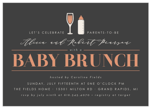 Have baby bottles and big bottles at your party with our Brunch Shower Baby Shower Invitations!