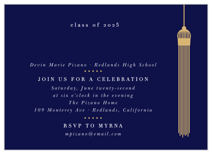 It’s time to celebrate your graduation! Invite your closest supporters to celebrate with our Valedictorian Tassel Graduation Invitations.