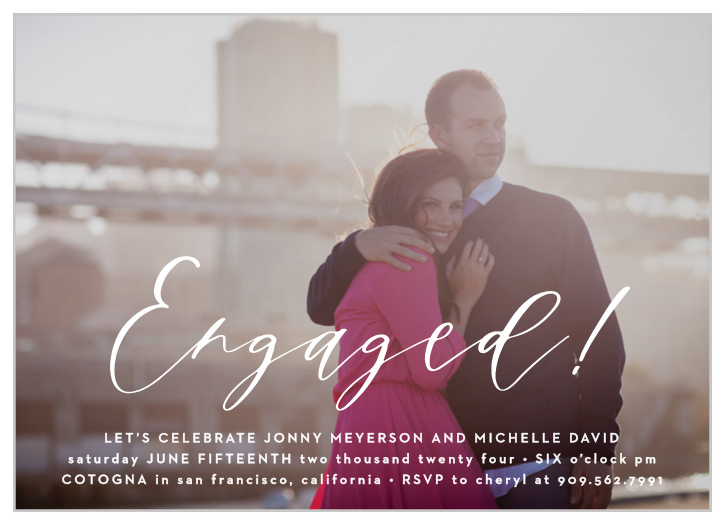 Show off your favorite photo with our Romantic Gradient Engagement Party Invitations. 
