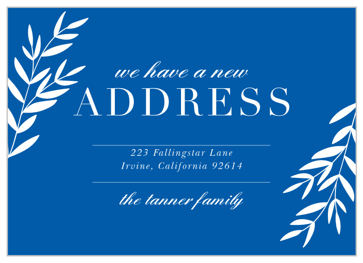 Inform your family and friends of your recent move with the modern look of our Spring Sprig Moving Announcements.