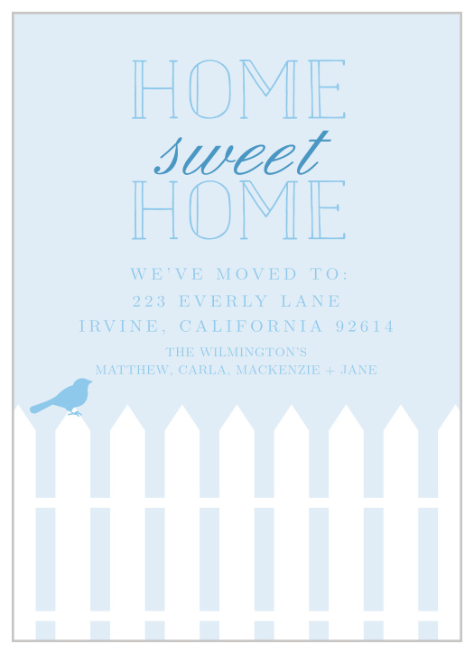 Our Picket Fence Moving Announcements are the perfect blend of modern design and classic illustration.