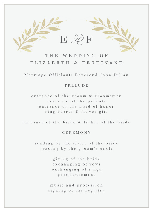 Keep family and friends up-to-date throughout your ceremony with our Modern Half Circle Wedding Programs.