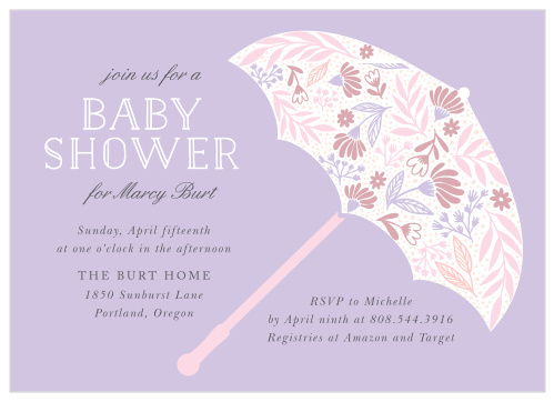 Invite your friends and family to celebrate your bundle of joy with our Botanical Umbrella Baby Shower Invitations.
