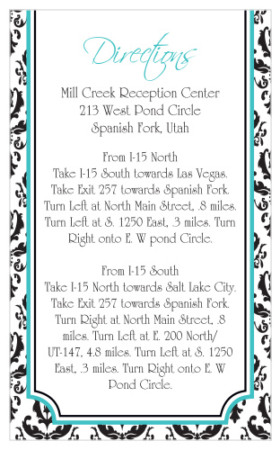 One size fits all directions card.