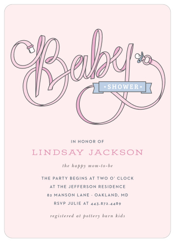 Prepare to shower the mommy-to-be with love with our Pacifier Ribbon Baby Shower Invitations!