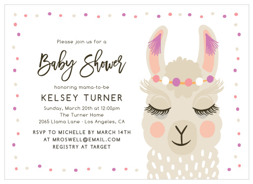 Celebrate your new arrival with our Decorated Llama Baby Shower Invitations