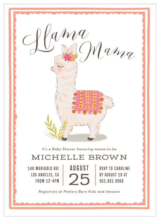 Invite your friends and family to celebrate your little llama with our Lovely Llama Baby Shower Invitations.