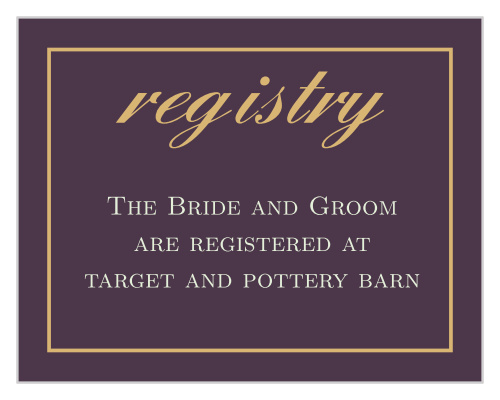 Add some sparkle to your registry card! Customize the fonts and colors to match your wedding scheme.