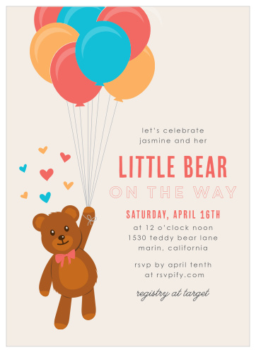 Let your friends and family know you're 'beary' excited with our Little Bear Baby Shower Invitations!