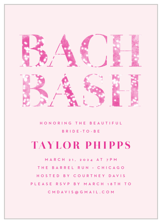 Get together with your loved ones to celebrate you and your love with our Bach Bash Bachelorette Party Invitations.